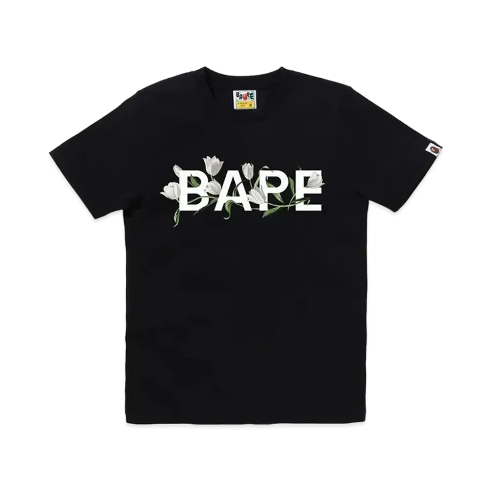 A BATHING APE Bape Tulip Logo Tee "Black"