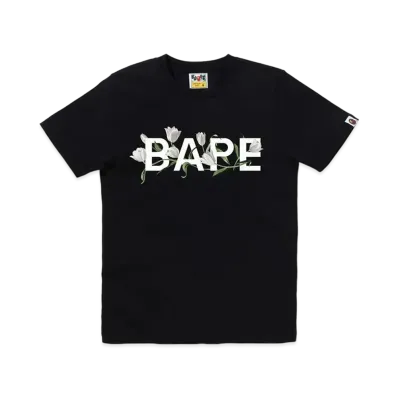 A BATHING APE Bape Tulip Logo Tee "Black"