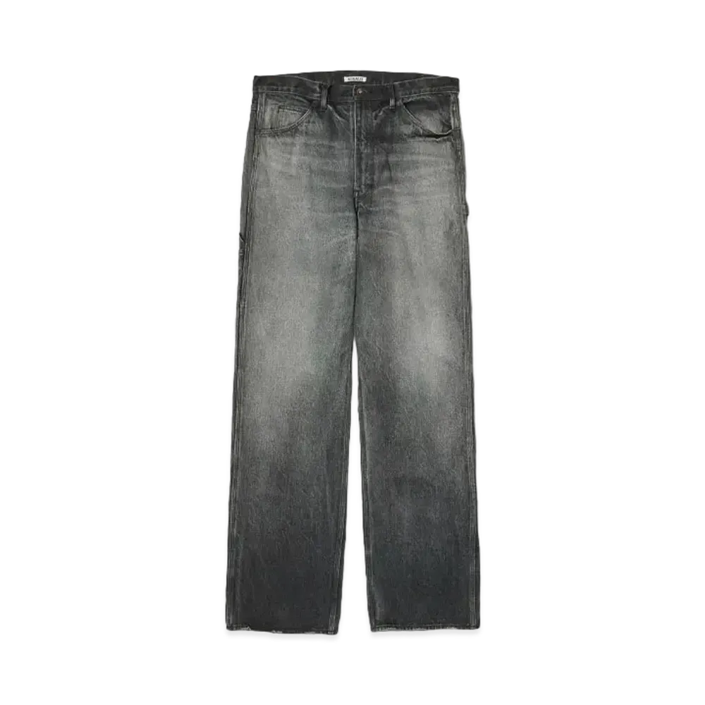 AURALEE Selvedge Faded Heavy Denim Painter Pants "Faded Black"