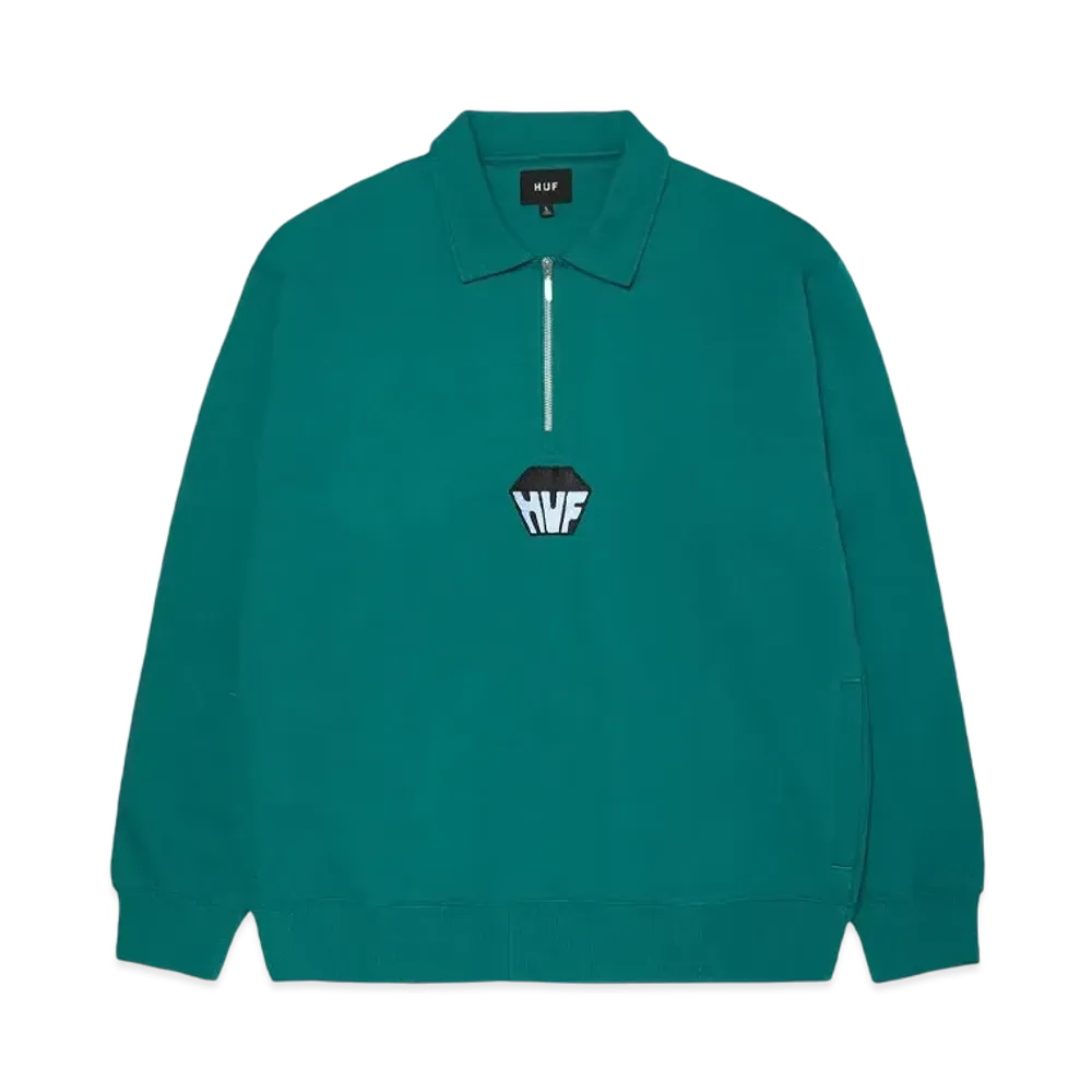 HUF Big Block 1/4 Zip French Terry "Sea Green"