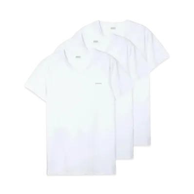 Diesel Three Pack Crew V Neck T Shirt "White"