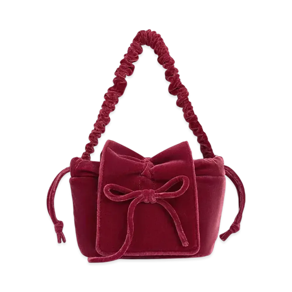 CHARLES & KEITH Velvet Bowl Ruched Top Handle Bag "Pink"