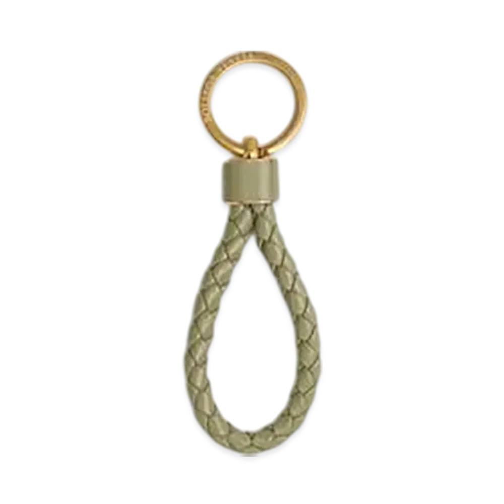 Bottega Veneta Intrecciato Key Ring "Travertine"