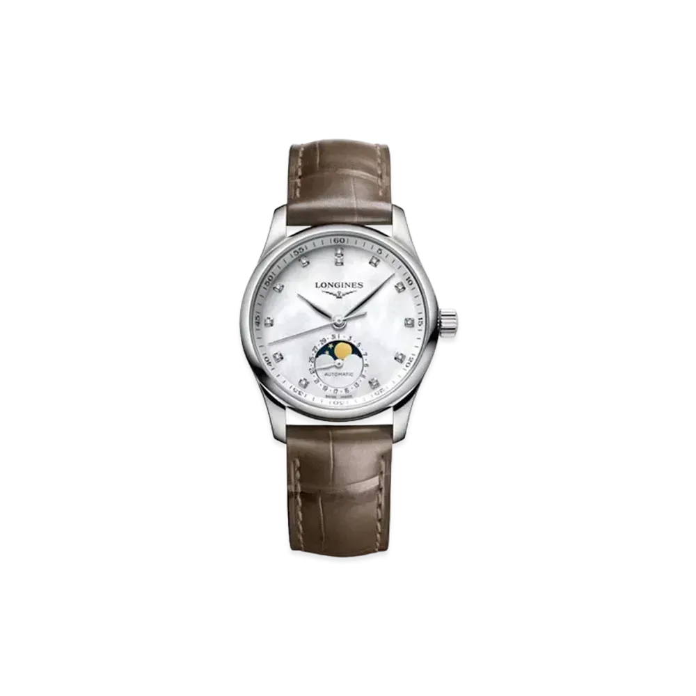 Longines Master Collection 34.00mm "White Mother-of-Pearl/Stainless Steel/Beige" L2.409.4.87.4