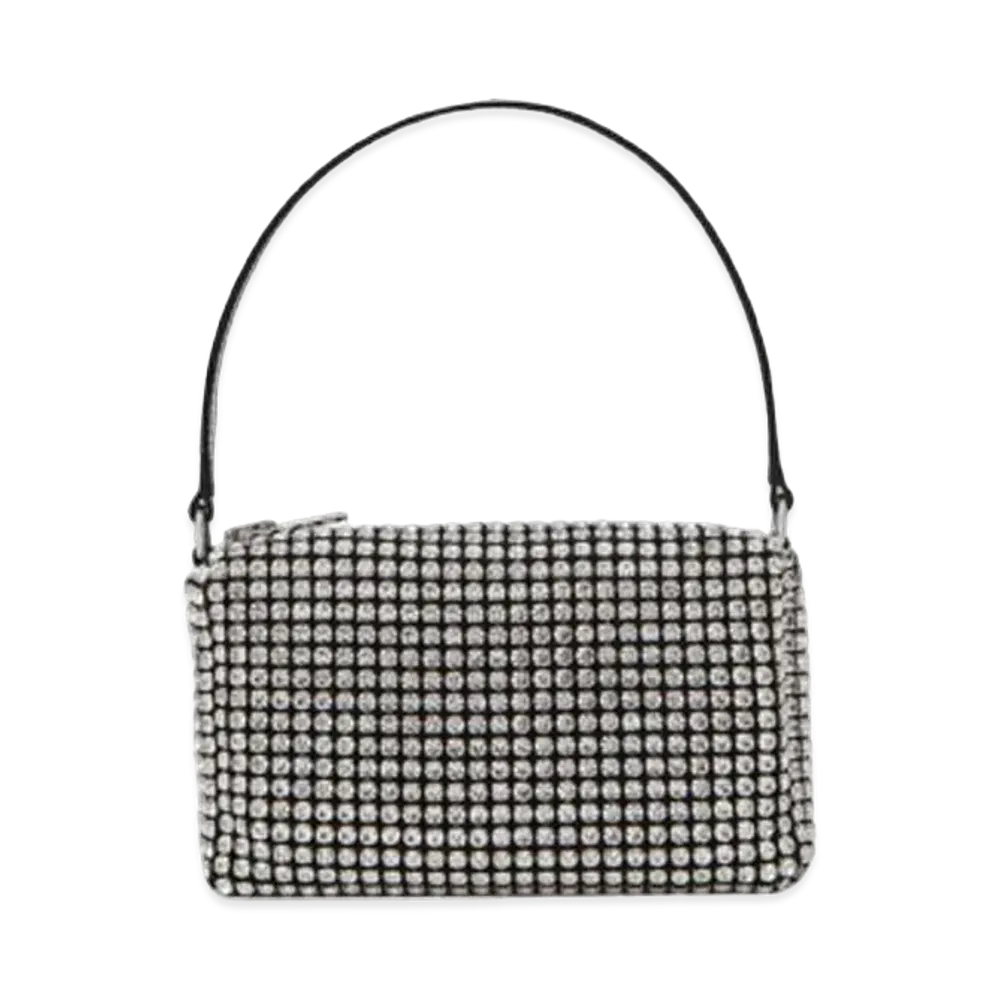 Alexander Wang Heiress Rhinestone Mesh Pouch "White"