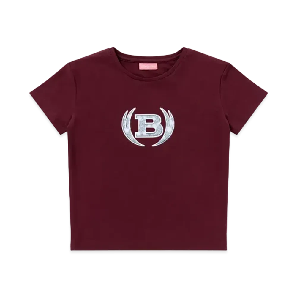 Blackeyepatch Iced Out Winged Emblem Baby Tee "Burgundy"