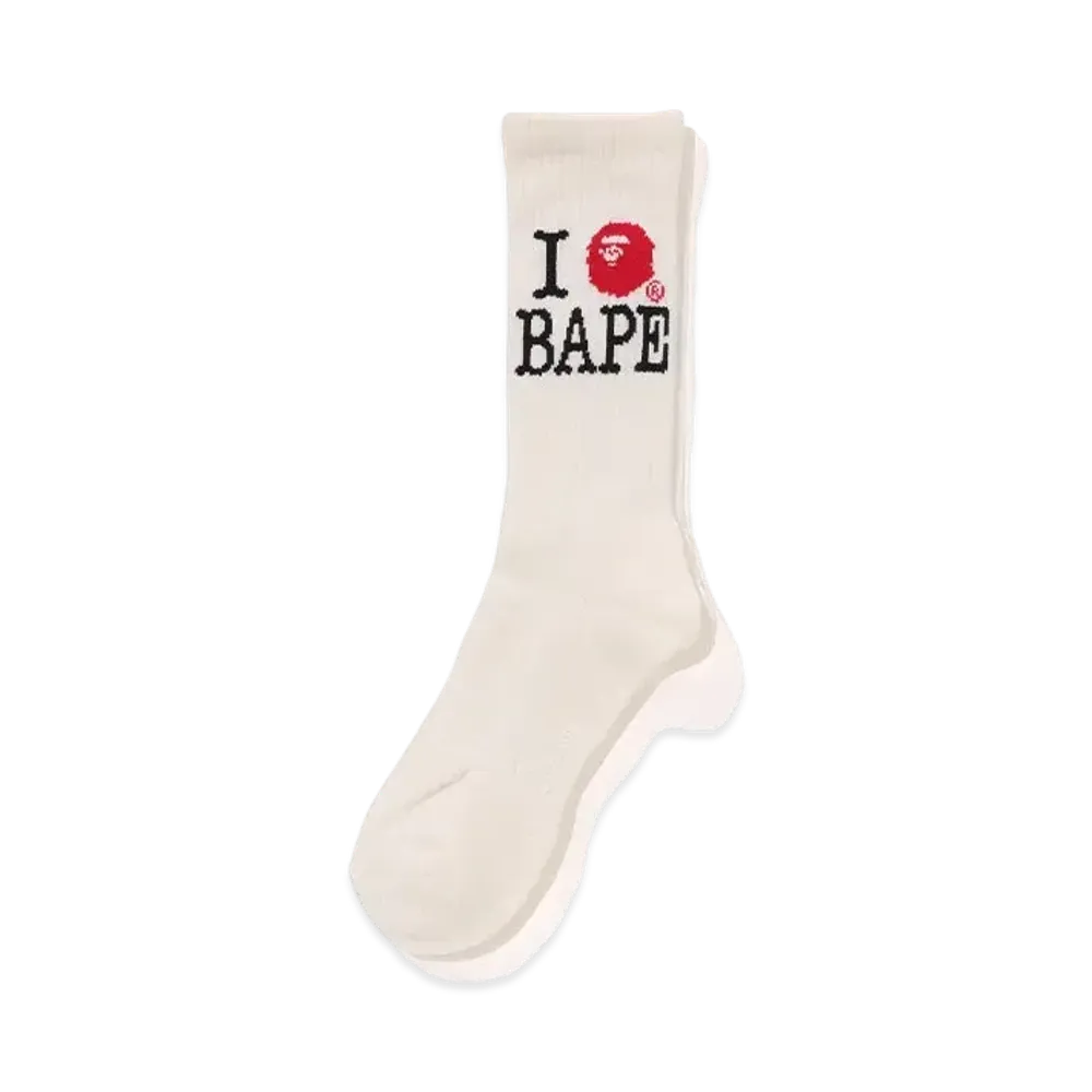 A BATHING APE I Love Bape Socks "White"