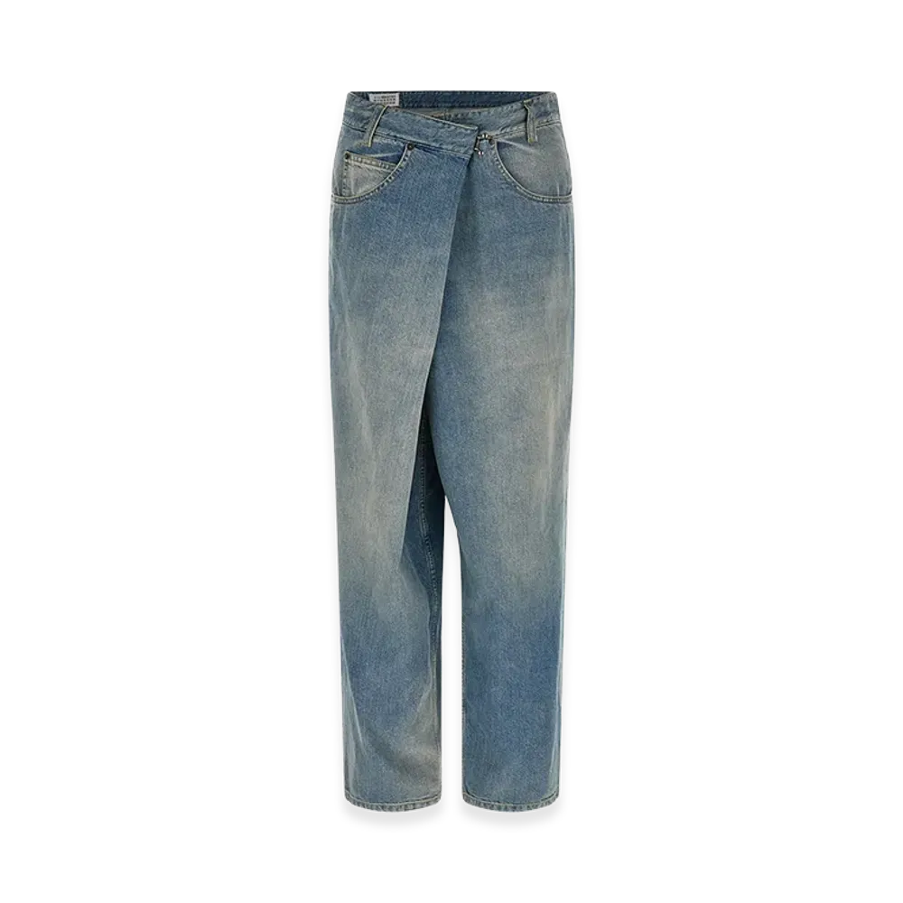 Maison Margiela Women's Wrap Asymmetric Closure Jeans "Blue"