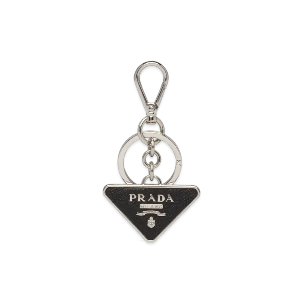 PRADA Saffiano Leather Key Ring "Black"