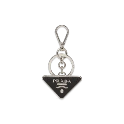 PRADA Saffiano Leather Key Ring "Black"