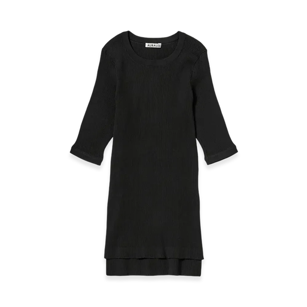 AURALEE Women's Cotton High Gauge Rib Knit Tee "Black"