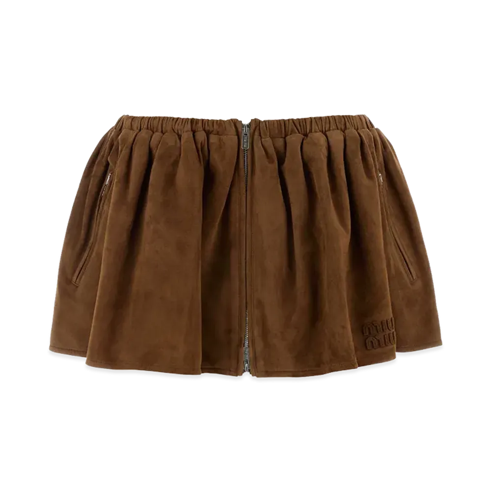 MIU MIU Women's Suede Mini Skirt "Camel"