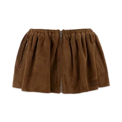 MIU MIU Women's Suede Mini Skirt "Camel"