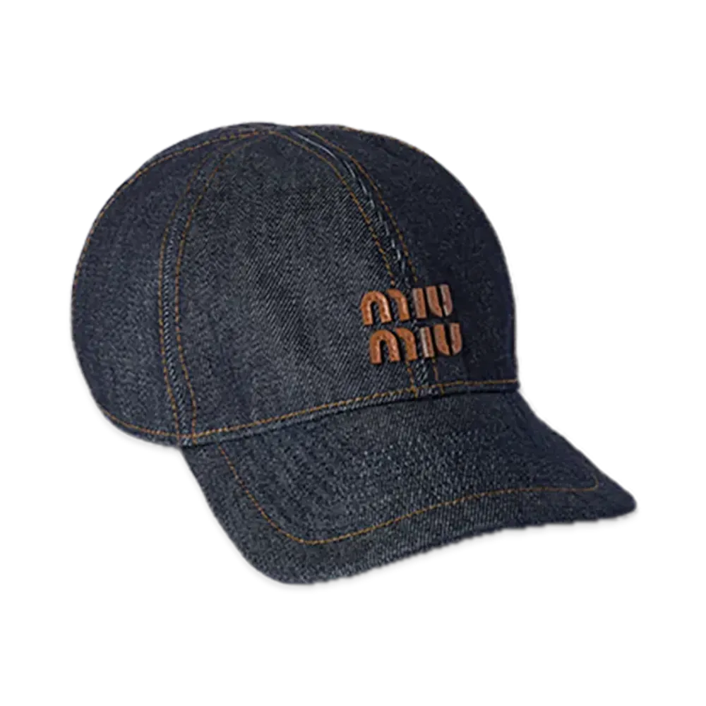 MIU MIU Denim Baseball Cap "Blue/Brown"