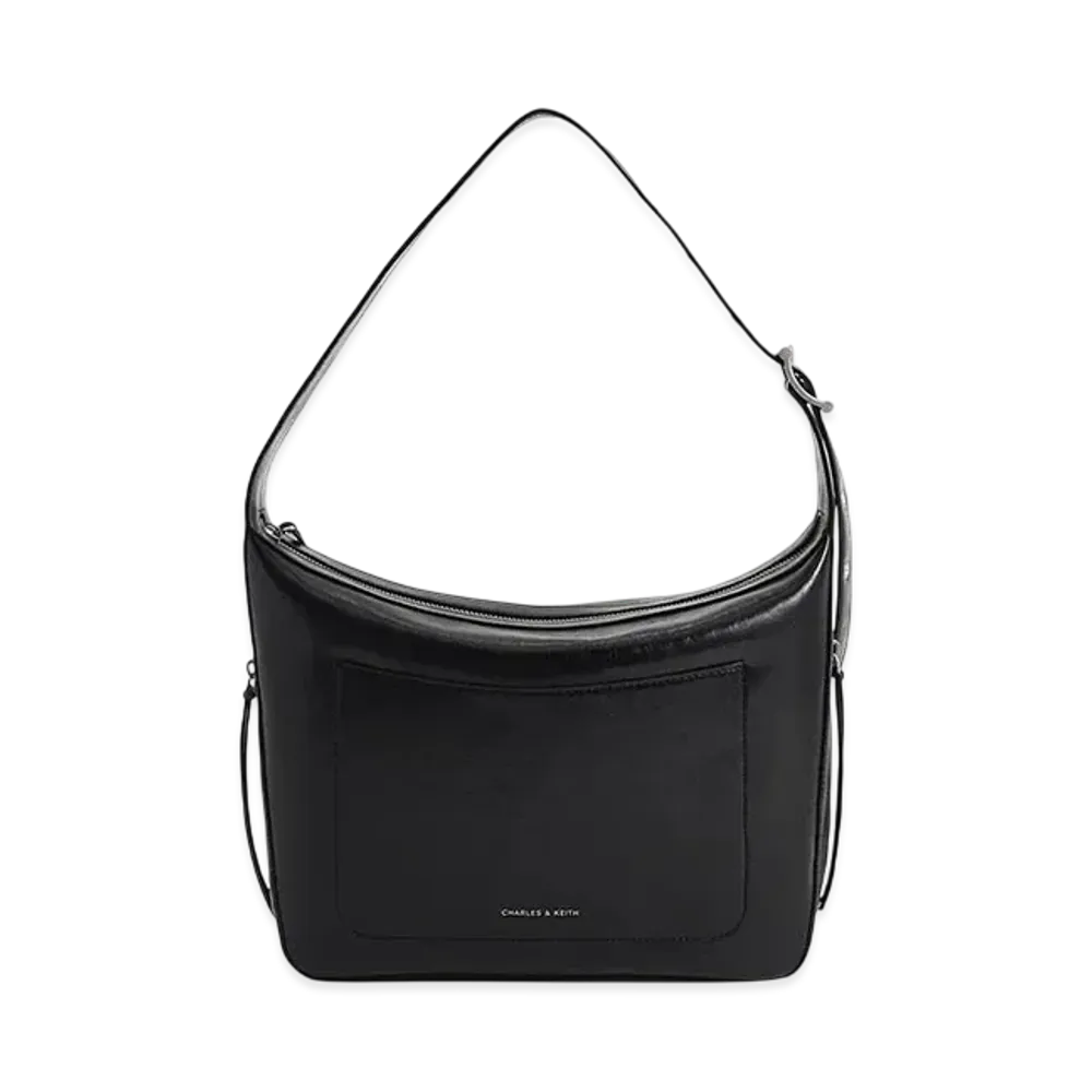 CHARLES & KEITH Zyria Elongated Hobo Bag "Noir"