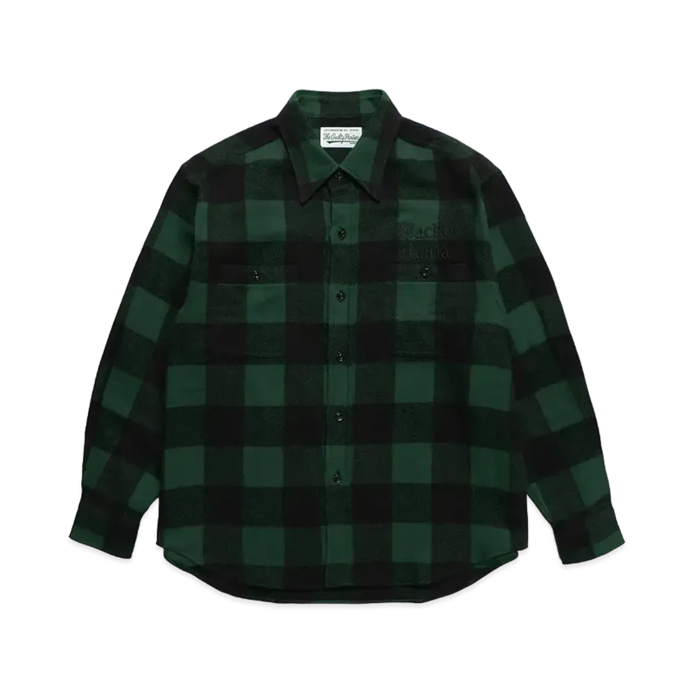WACKO MARIA Block Check Flannel Shirt "Green"