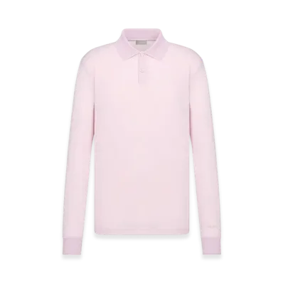 Dior Lightweight Cotton Blend Jersey Relaxed Fit Long Sleeved Polo Shirt "Pink"