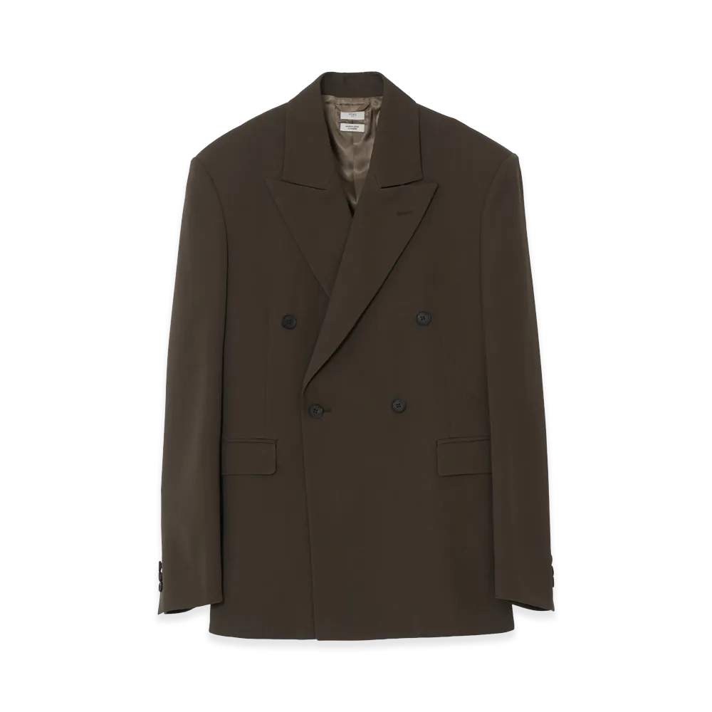 YOKE Super120's Wool Serge Double Breasted Jacket "Khaki"