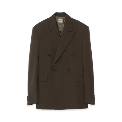YOKE Super120's Wool Serge Double Breasted Jacket "Khaki"