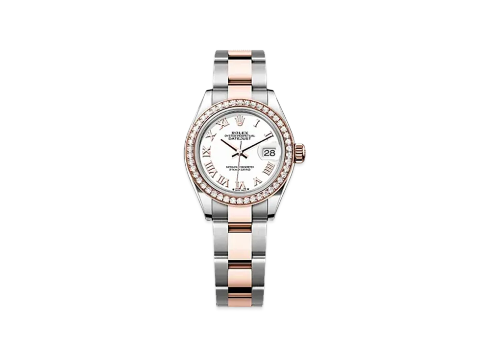ROLEX Lady-Datejust 28mm Oystersteel & Everose Gold Diamond 279381RBR "White"