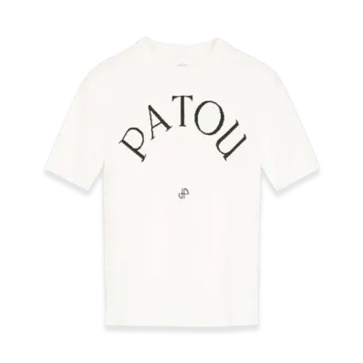 PATOU Women's Eco Friendly Cotton Brend Patou Jacquad Knit Top "White"
