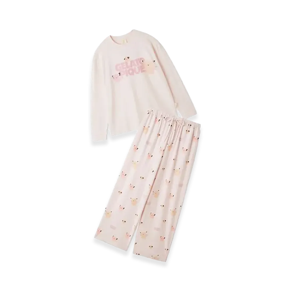 GELATO PIQUE x Pokemon One Point Long Sleeve Tee & Long Pants Set "Pink"