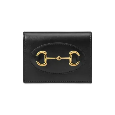 GUCCI Horsebit 1955 Card Case Wallet "Black"