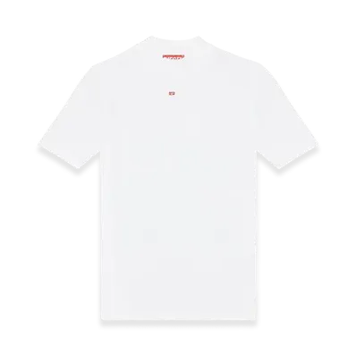 Diesel T-Mokky-Microdiv T-Shirt Mock Neck Ribbed Top "White"