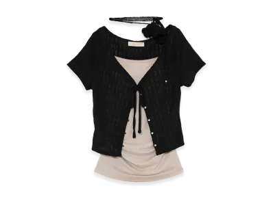 ANDMARY Women's Fleur Choker Layered Tops "Black"