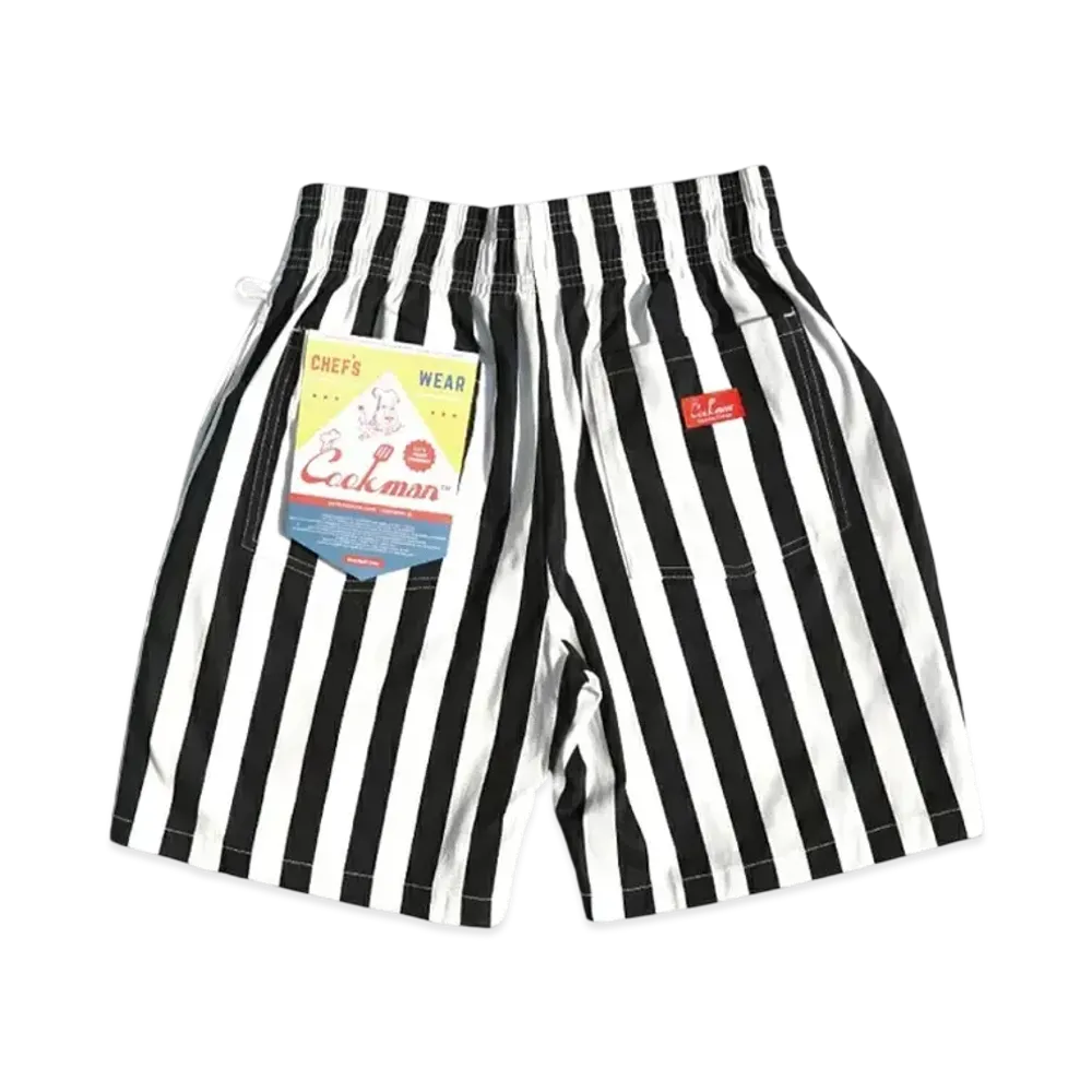 COOKMAN Chef Short Pants Wide stripe "Wide/Stripe/Black"