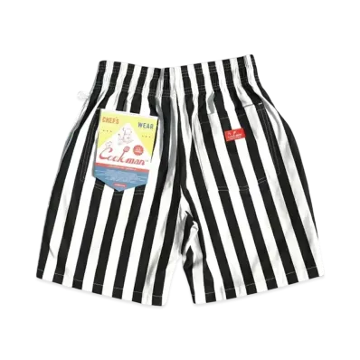 COOKMAN Chef Short Pants Wide stripe "Wide/Stripe/Black"