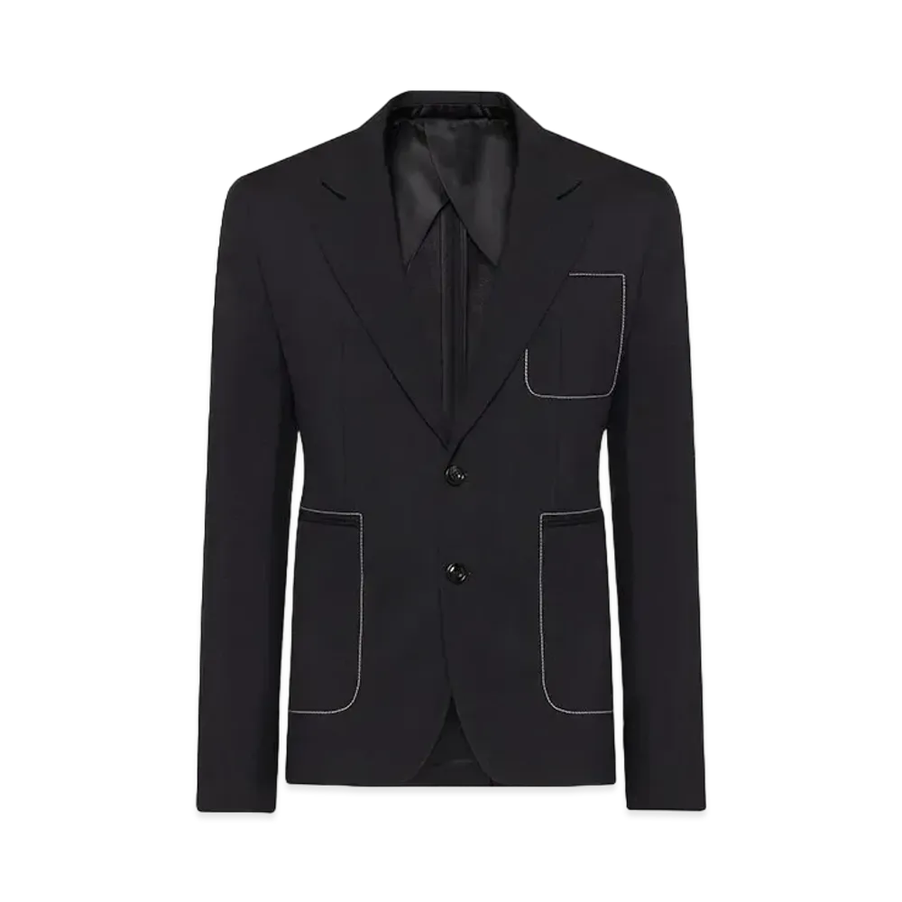Alexander McQUEEN Contrast Stitch Single Breasted Jacket "Black"