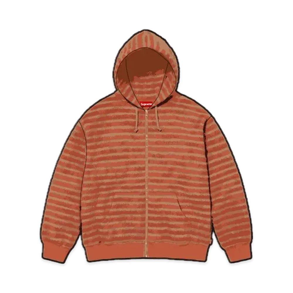 Supreme Brushed Zip Up Hooded Sweatshirt "Orange"