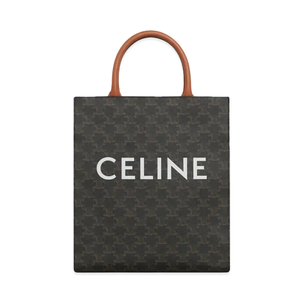 CELINE Small Cabas Vertical In Triomphe Canvas And Calfskin "Tan"