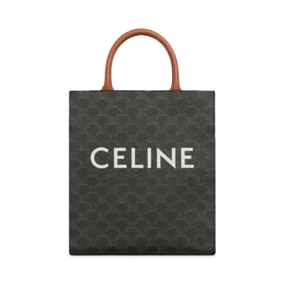 CELINE Small Cabas Vertical In Triomphe Canvas And Calfskin "Tan"