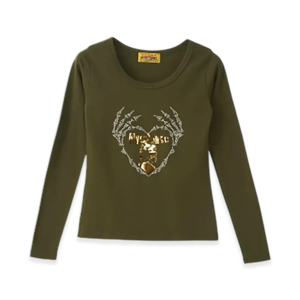 HYSTERIC GLAMOUR Skeleton Hands Chibi T-Shirt "Khaki"