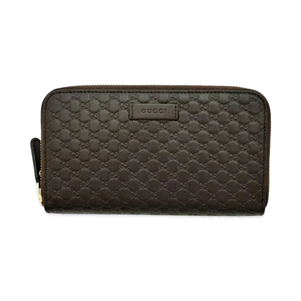 GUCCI Micro Guccissima Round Fastener Wallet "Dark Brown"