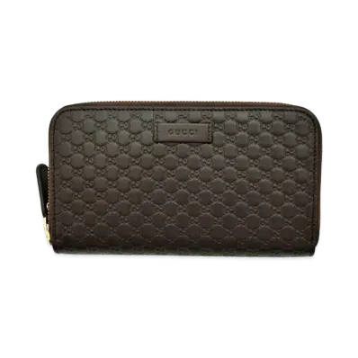 GUCCI Micro Guccissima Round Fastener Wallet "Dark Brown"