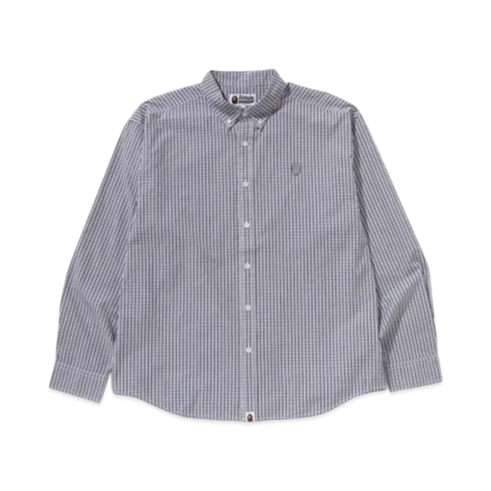A BATHING APE One Point Checked Poplin Ls Shirt "Black"