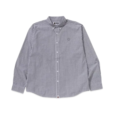 A BATHING APE One Point Checked Poplin Ls Shirt "Black"
