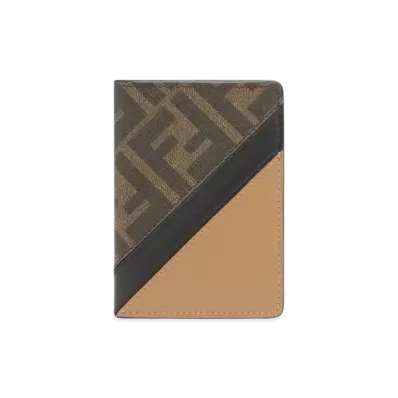 FENDI Diagonal Card Holder Fabric "Brown"