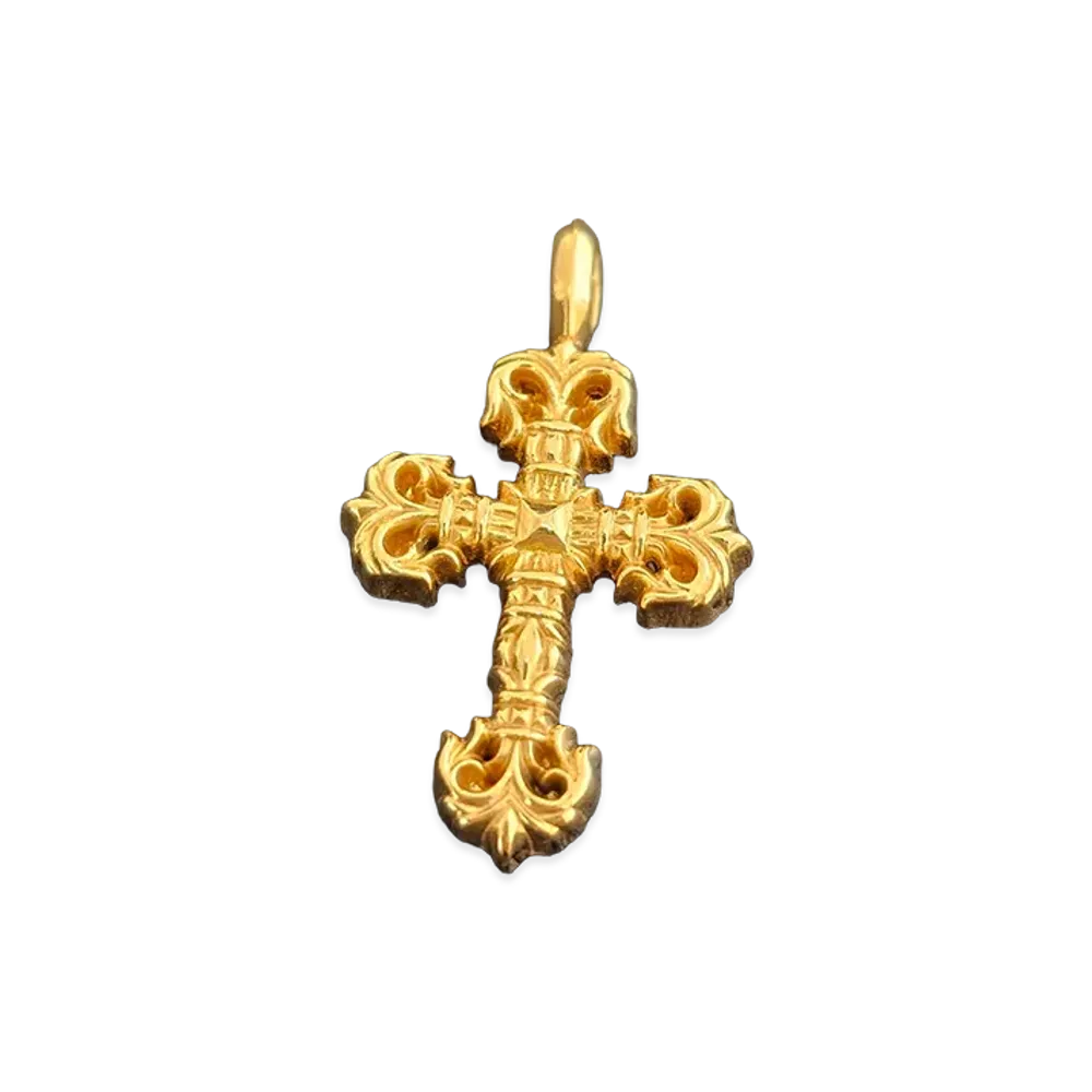 Chrome Hearts 22K Tiny Filigree Cross Pendent Top "Gold"