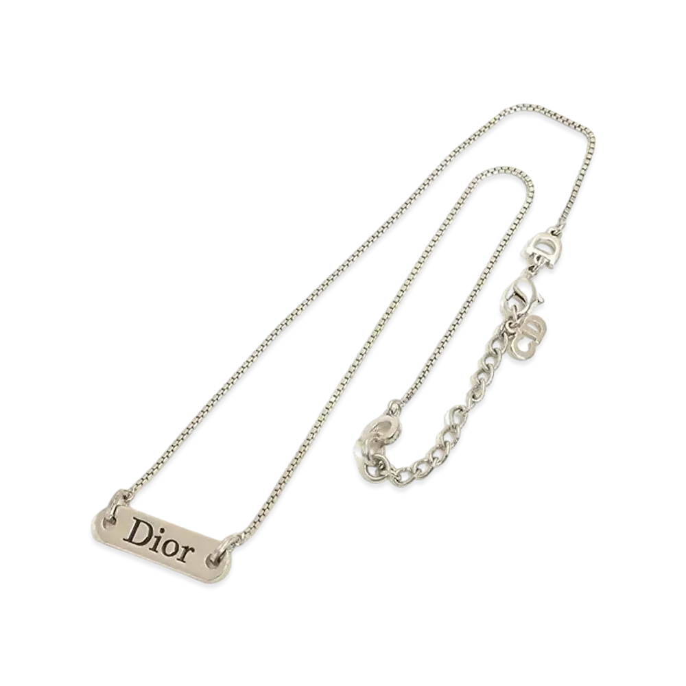 Dior Plate Logo Necklace "Silver"