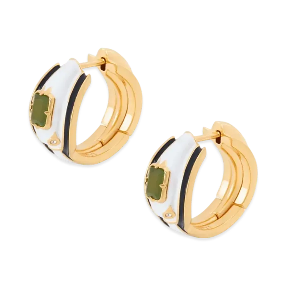 LOEWE Snake Earrings "Gold/White"
