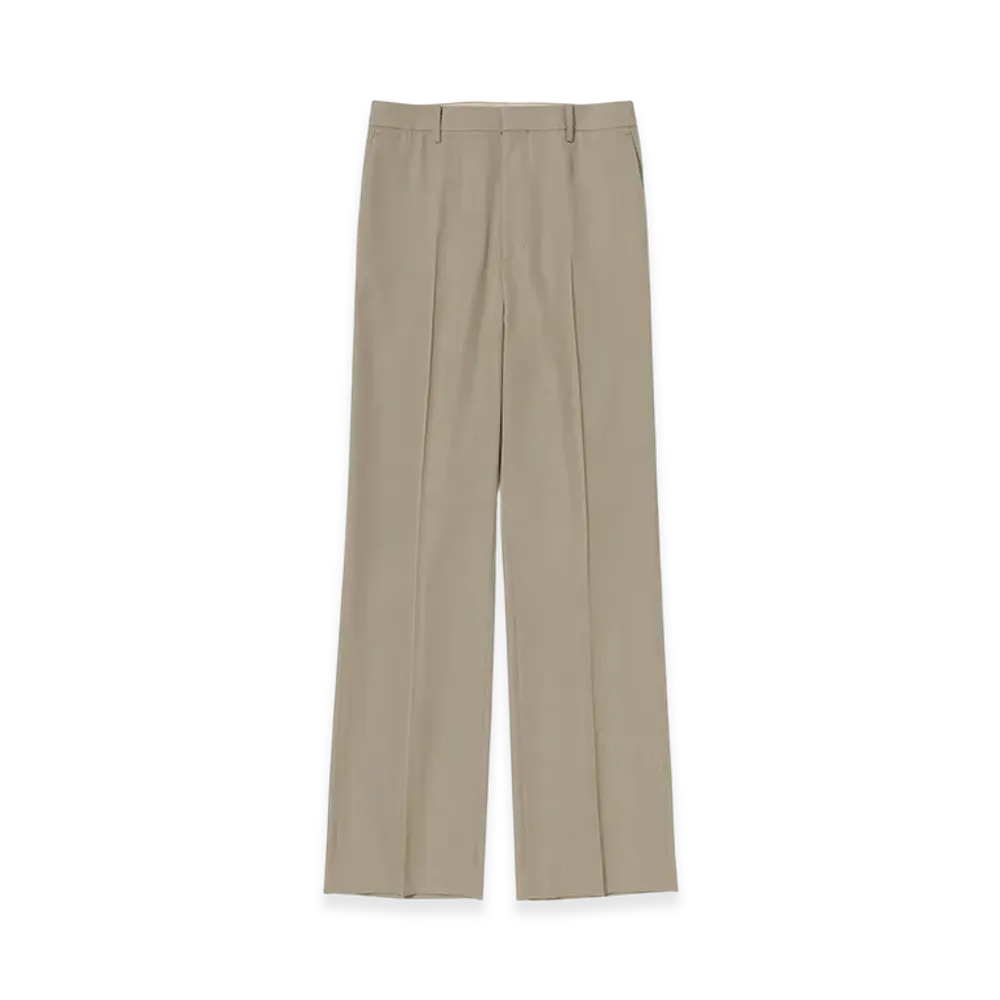 AURALEE Women's Light Wool Max Gabardine Slacks "Khaki Beige Chambray"