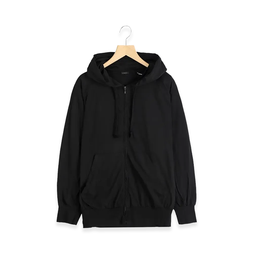 COMOLI Thin Cotton Zip Hoodie "Black"