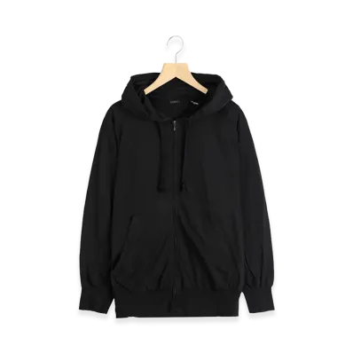 COMOLI Thin Cotton Zip Hoodie "Black"