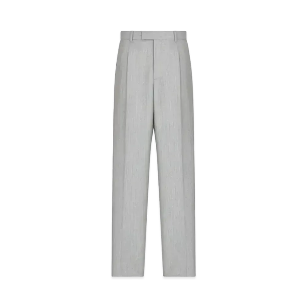 Dior Tailored Loose-Fit Pants Wool and Mohair with Stripes "Gray"