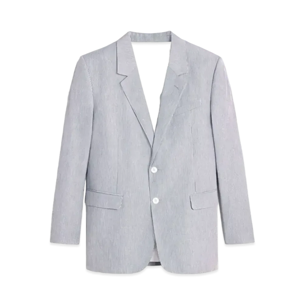 CELINE Stripe Jude Jacket in Cotton "White/Blue Gray"