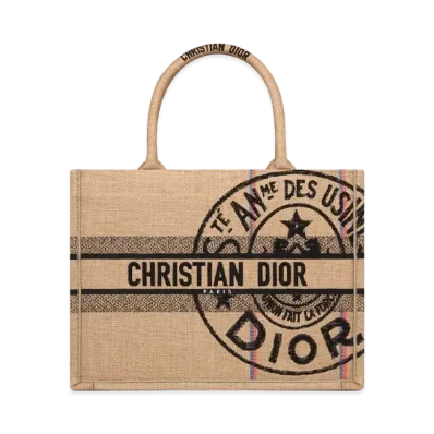 Dior Dior Book Tote Medium Bag Dior Union Jute Canvas "Beige"